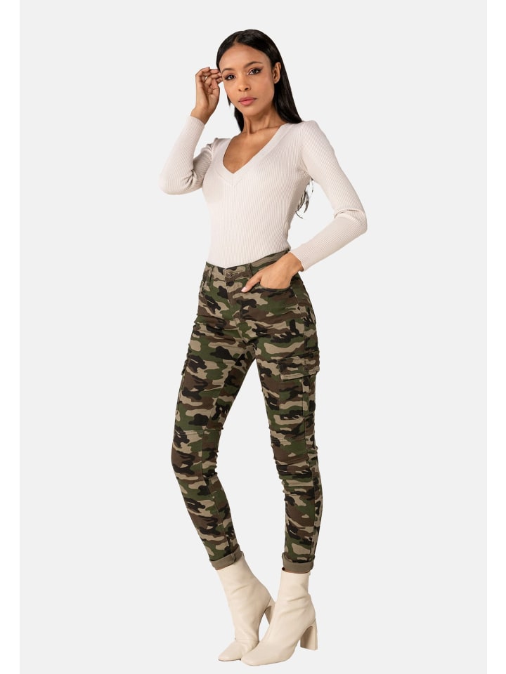 

Тканевые брюки Nina Carter Jogger Denim Cargo Pants Stretch Jeans Hose, хаки