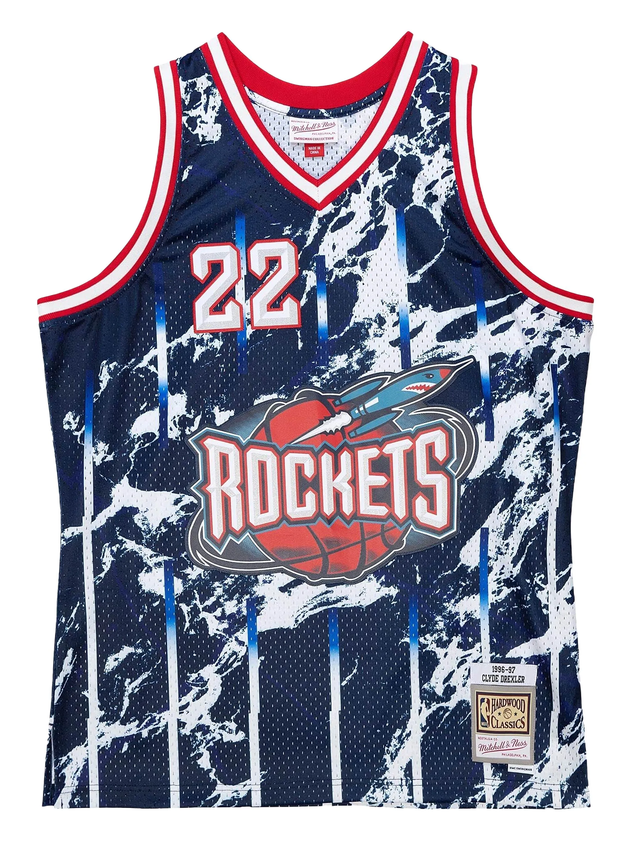 

Жилет Clyde Drexler NBA Houston Rockets 1996 Marble Mitchell & Ness, синий