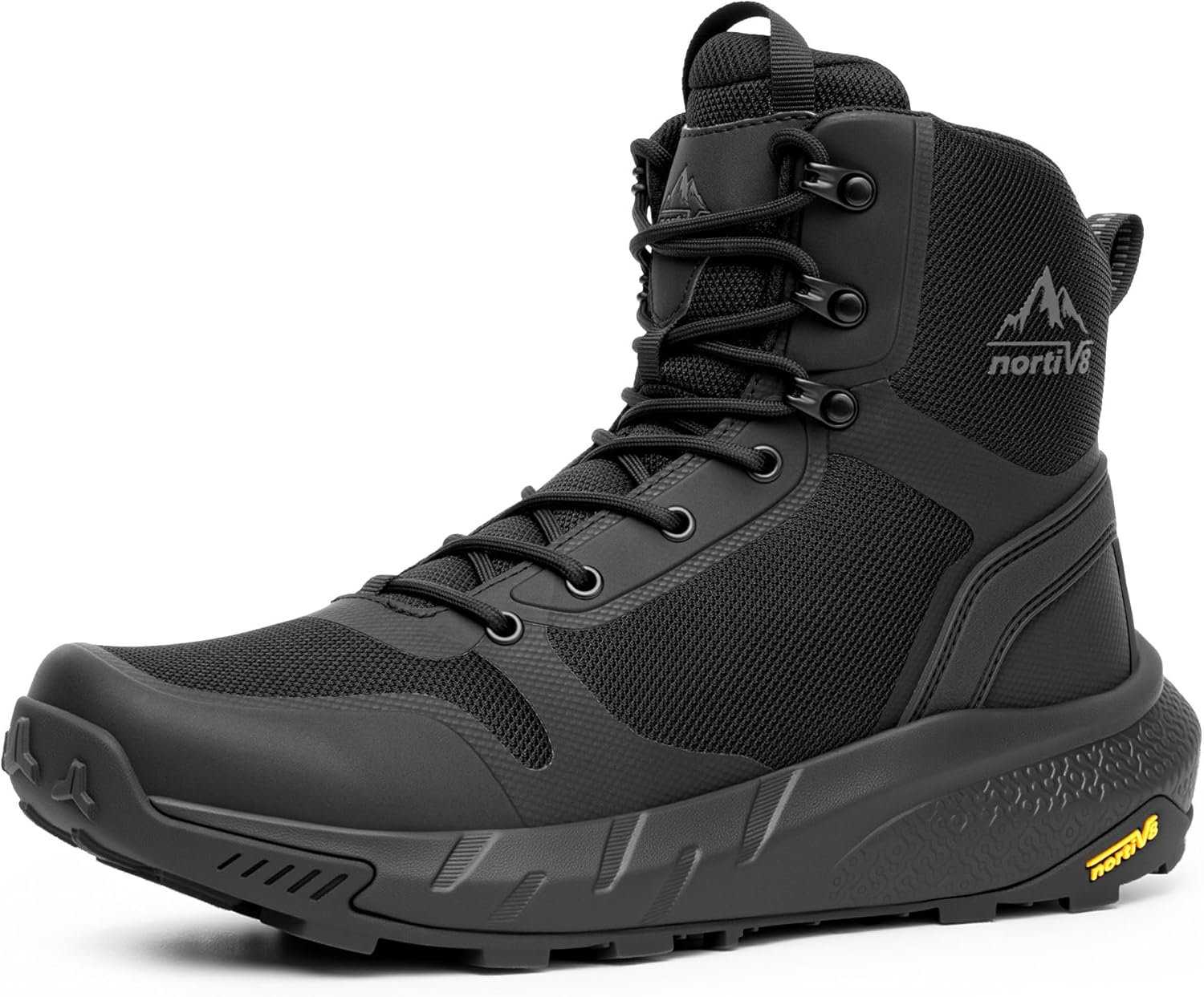 

Мужские военные тактические ботинки NORTIV 8, легкие и удобные ботинки для работы целый день, с боковой молнией, для мотоцикла, боевые, походные ботинки Metrostrike (8-23 см), черный