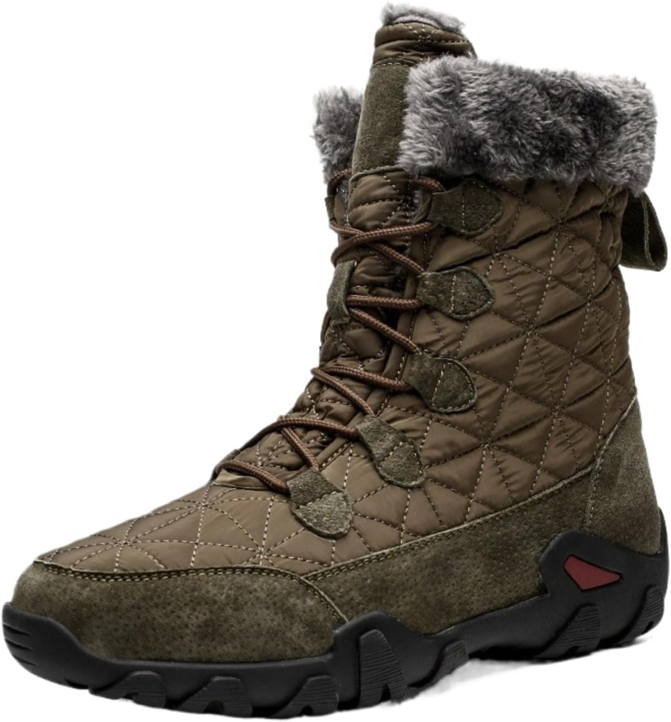 

Мужские термоботинки Azttoztto для улицы, водоотталкивающие зимние походные ботинки с противоскользящей PU подошвой, расширенные размеры 38-47, зеленый