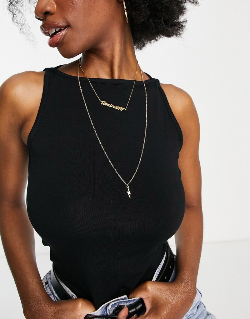 

Черная майка с высоким воротником ASOS DESIGN Fuller Bust