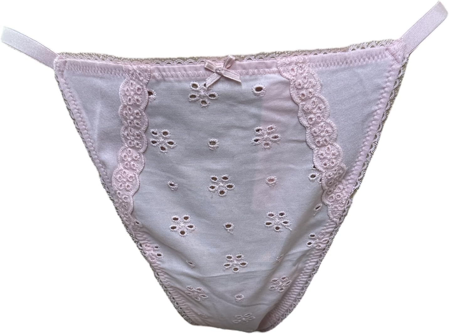 Трусики Victoria's Secret Stretch Cotton Eyelet V-String, цвет Pink New — фото 4