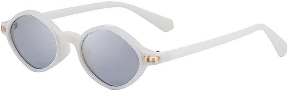 

Классические овальные солнцезащитные очки в маленькой оправе для женщин, в стиле стимпанк, для вождения, модные круглые очки с защитой от УФ-излучения UV400 WNCKSQ, C7whitegray