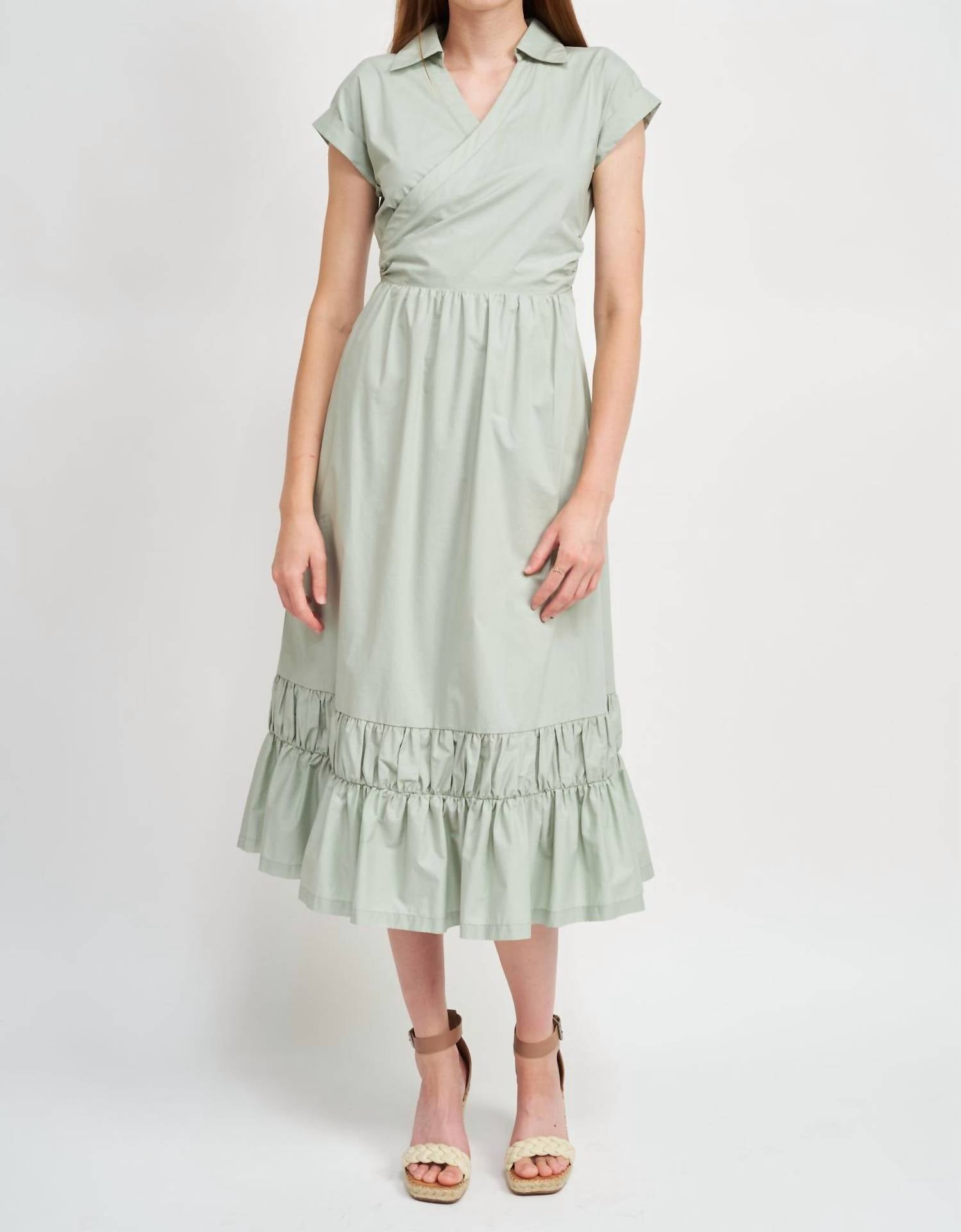 

Платье-миди Alora Wrap в цвете Seafoam Green En Saison