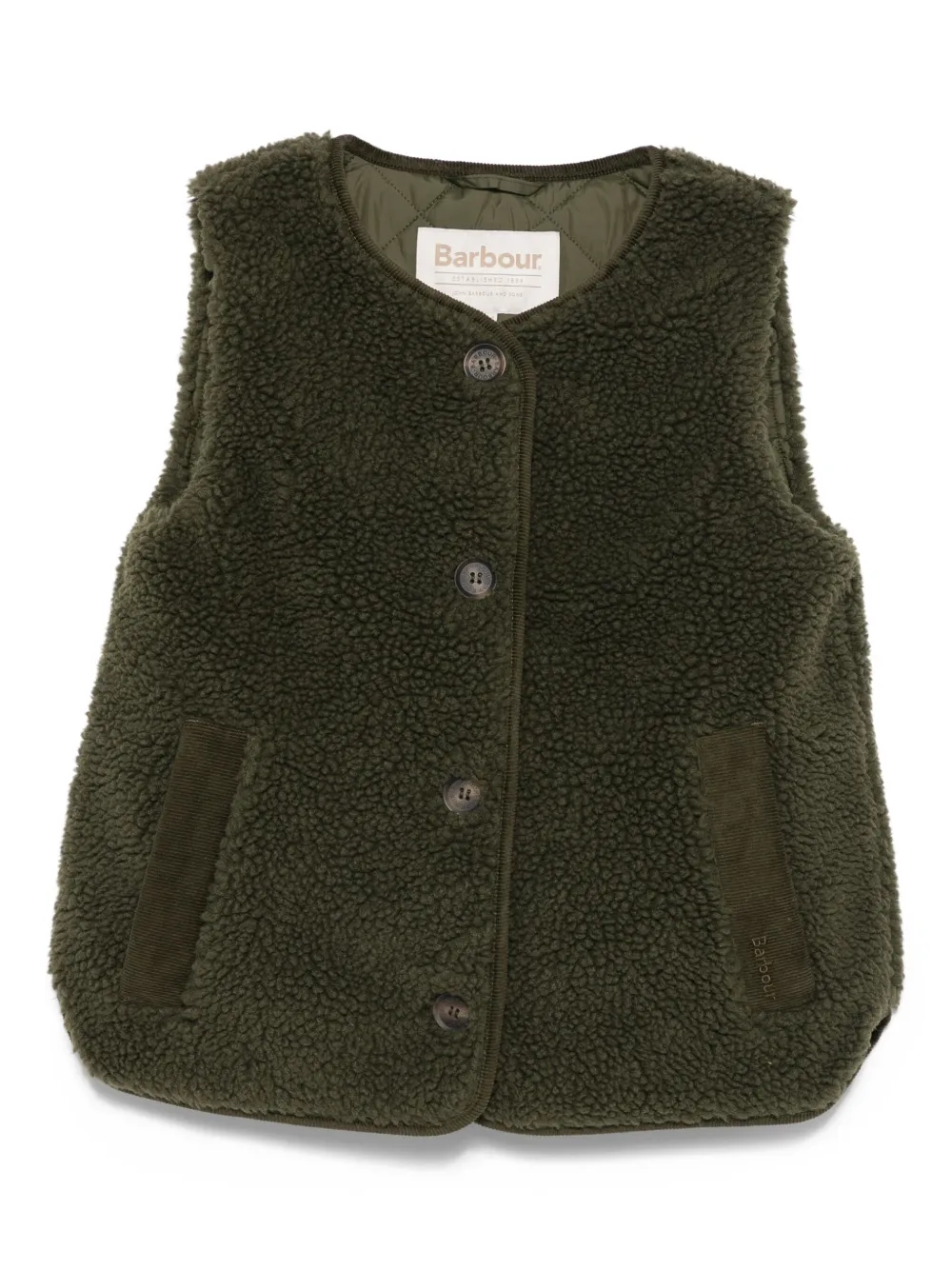 

Флисовый жилет на пуговицах Barbour, зеленый