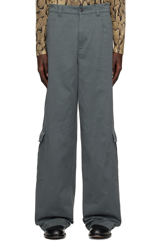 

Свободные хлопковые карго-брюки Dries Van Noten, цвет raf