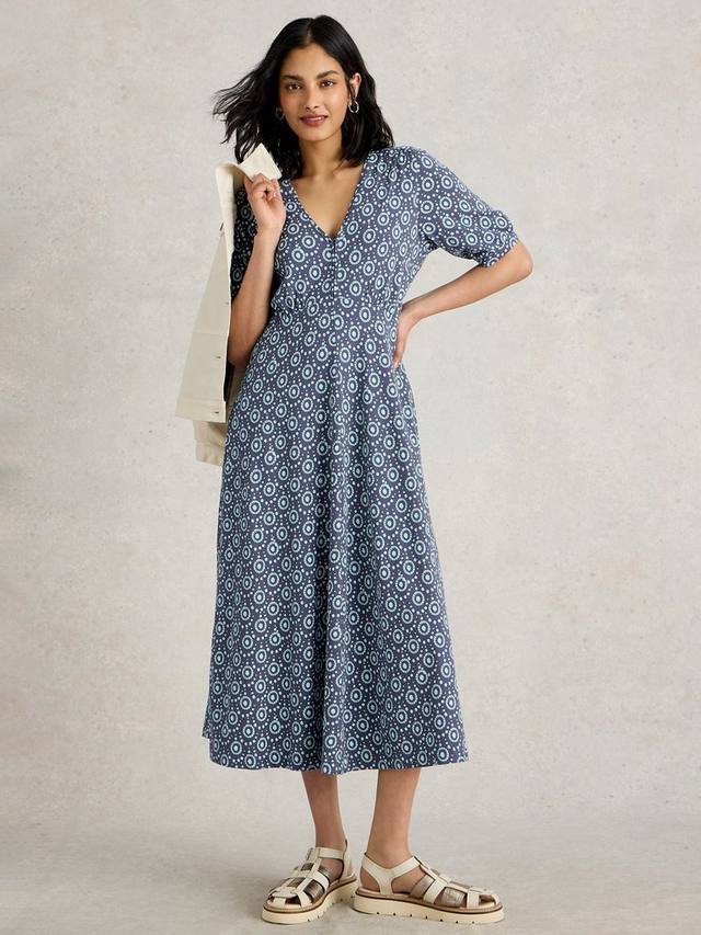 

Платье Megan Abstract из органического хлопкового микса White Stuff, Navy/Multi