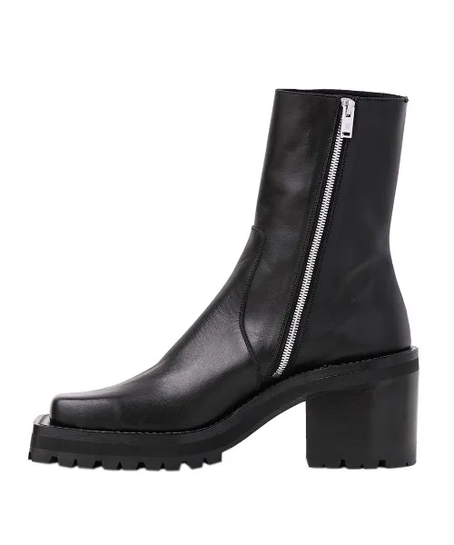 Ботинки MONSTER BOOTS с квадратным носком на подошве Vibram, кожаные, черные — фото 2