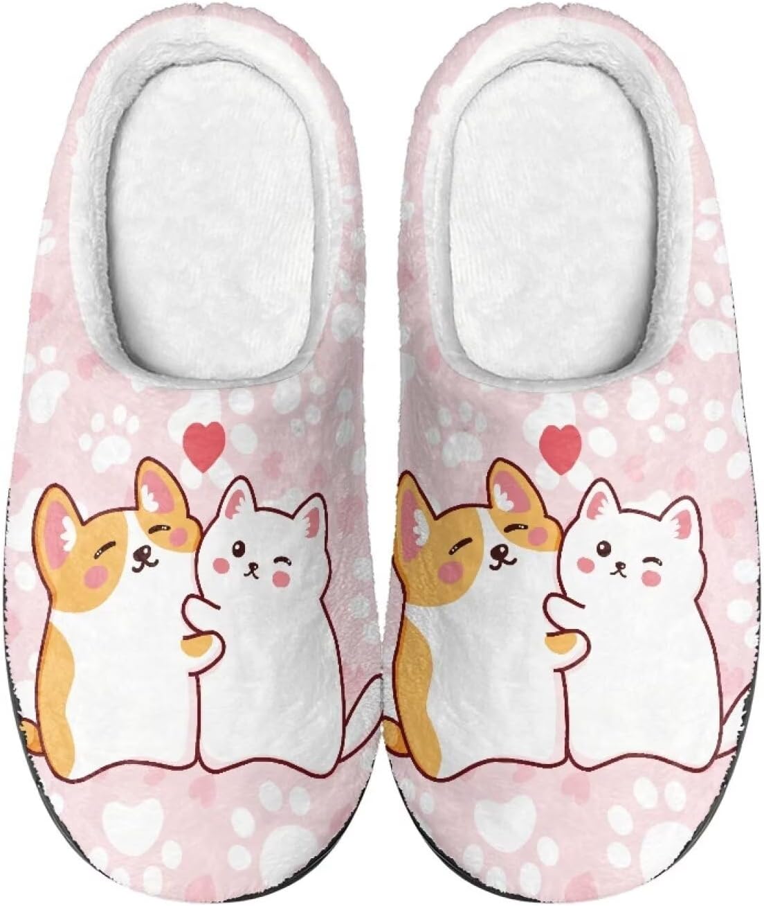 

Мужские и женские нескользящие тапочки, теплые мягкие уютные тапочки из фланели, домашняя обувь для спальни и улицы, размеры 2-12 Zcfygdx, Cartoon Kitten and Puppy Print