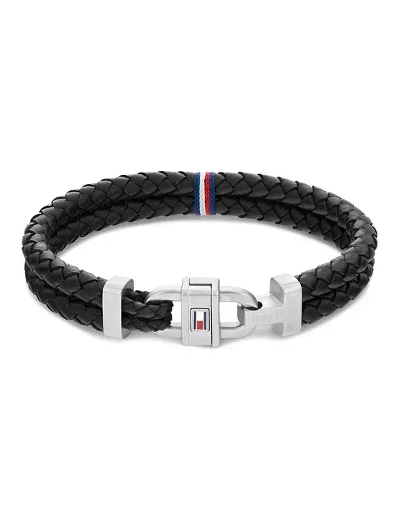 

Мужской кожаный плетеный браслет Tommy Hilfiger, black