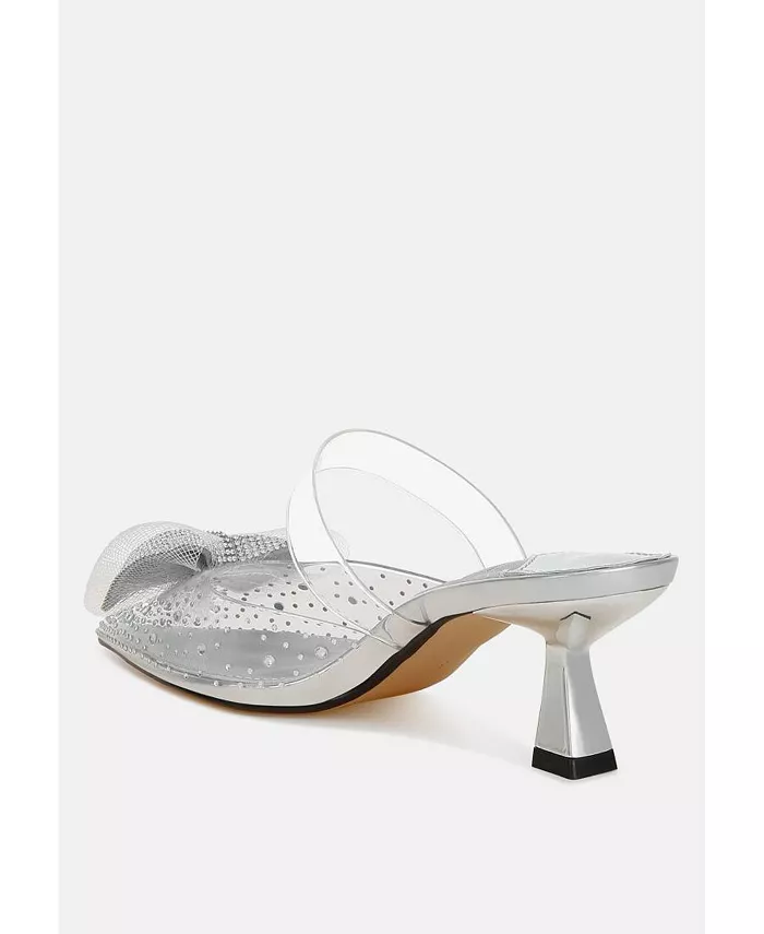 Туфли Freja Embellished Bow на низком каблуке с декоративным бантом London Rag, серебряный — фото 3