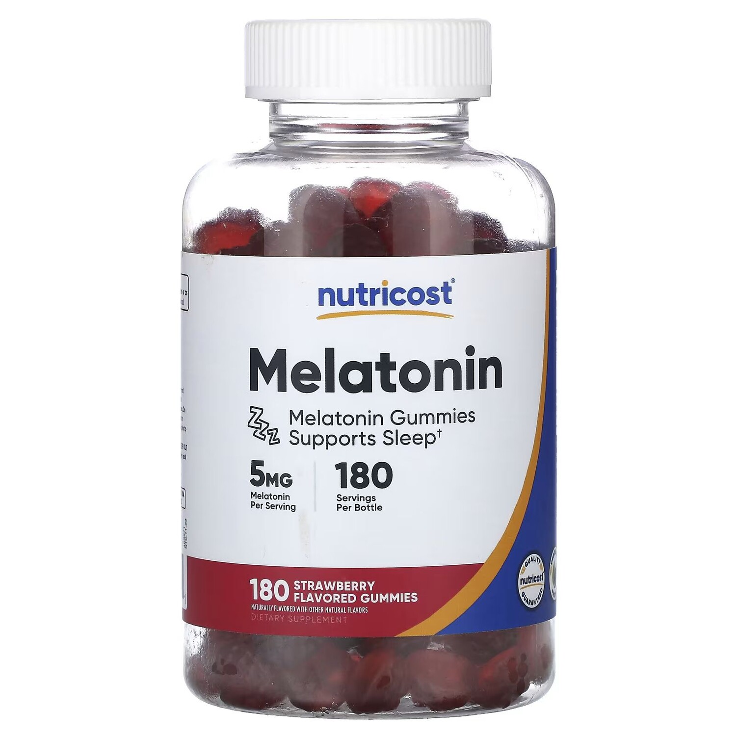 

Мелатонин, клубника, 5 мг, 180 жевательных таблеток Nutricost