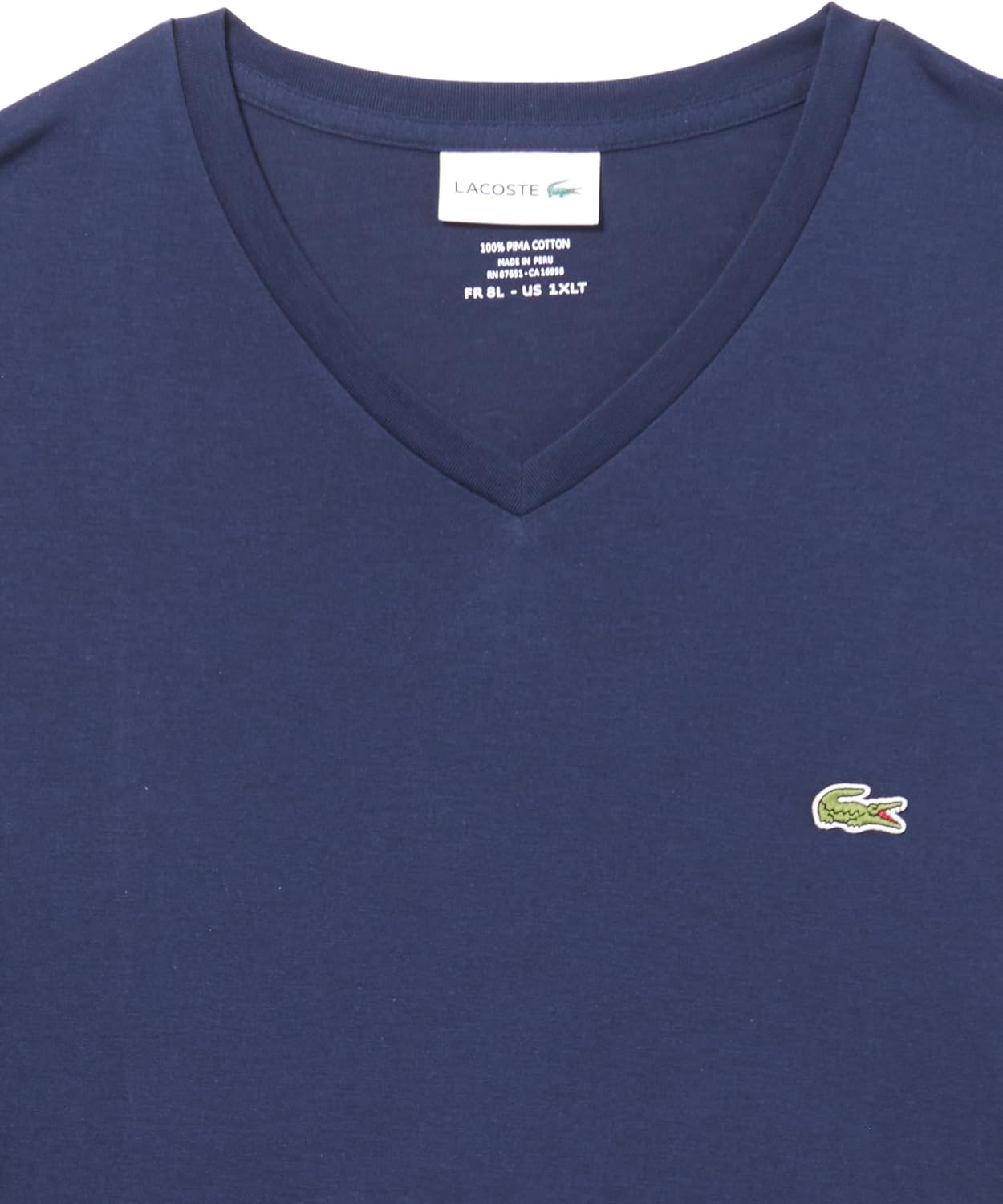Мужская классическая футболка Lacoste с V-образным вырезом и коротким рукавом, Navy Blue — фото 2
