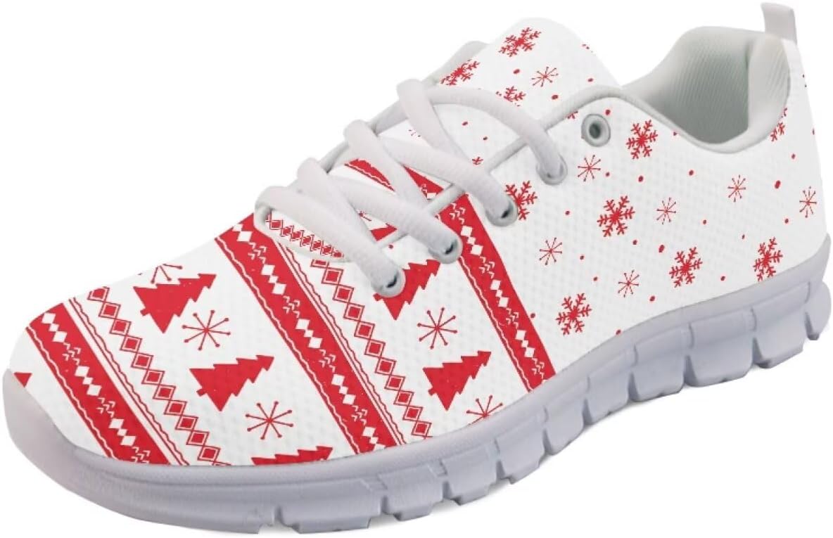 

Кроссовки Forchrinse для женщин и мужчин, с шнуровкой, для бега, дышащие, с сеткой, на шнуровке, для прогулок и тенниса, Christmas