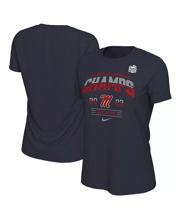 

Женская темно-синяя футболка Ole Miss Rebels 2023 Peach Bowl Champions Locker Room Nike