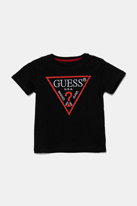 

Детская хлопковая футболка Guess, черный