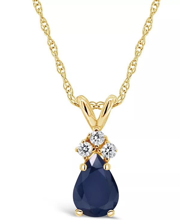 

Ожерелье с подвеской из 14-каратного желтого золота с сапфиром (7/8 карата) и бриллиантами (также с рубинами и изумрудами) Macy'S, sapphire