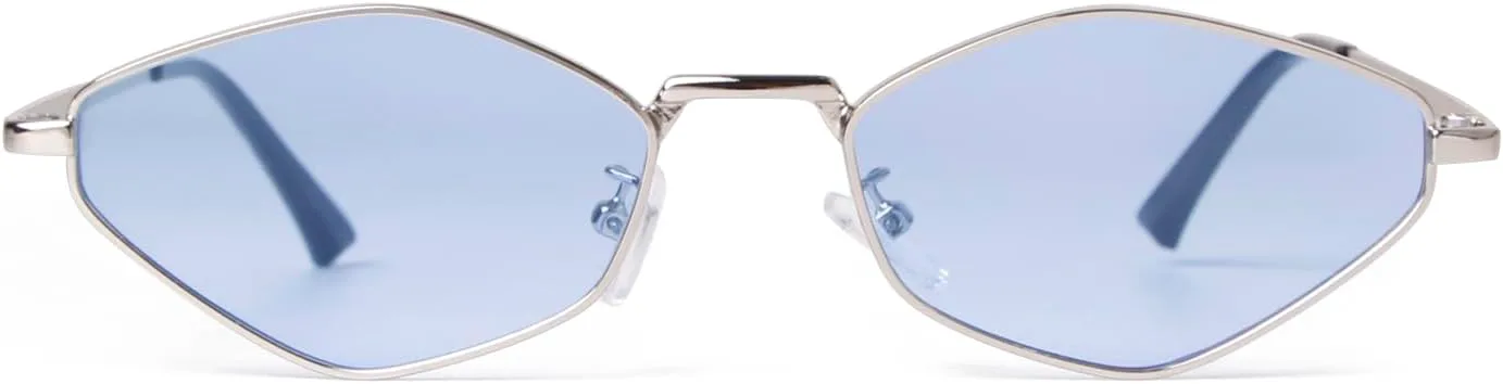 

ADE WU Ретро металлические геометрические солнцезащитные очки для женщин, модные, в стиле 90-х, милые, маленькие, легкие, неправильной формы, Silver/Blue