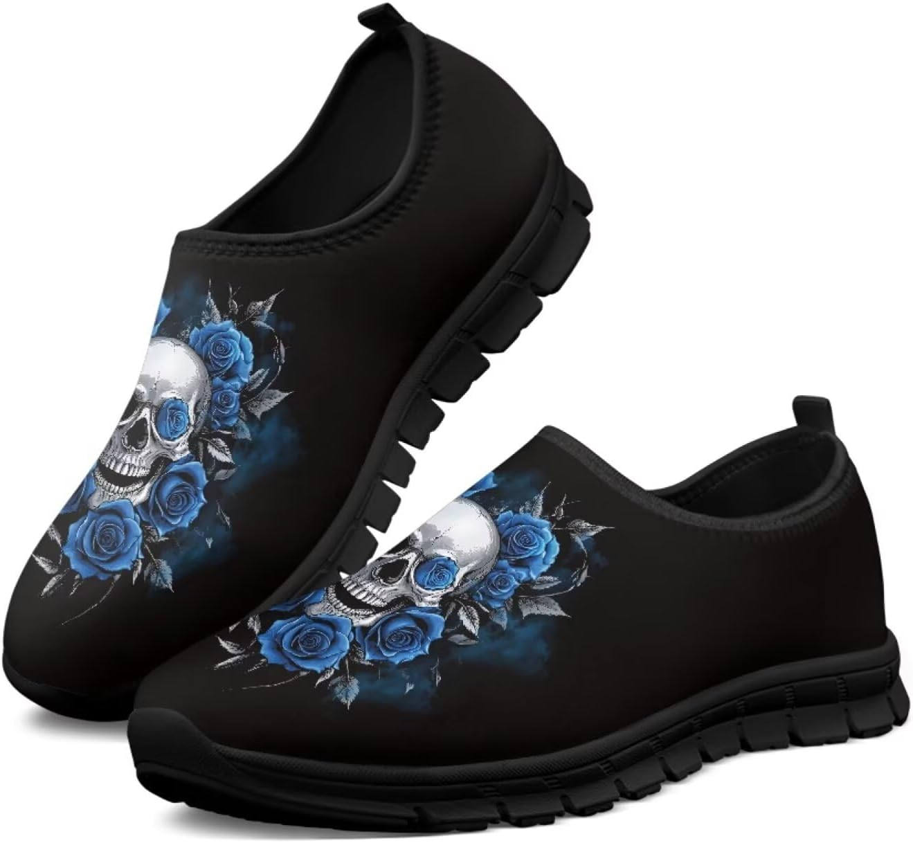 

Лоферы без шнурков, унисекс Estailounic, Gothic Skull Blue Rose