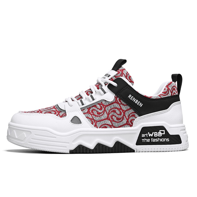 

RENBEN Легкие и дышащие низкие скейтерские кроссовки мужские красные, цвет Red