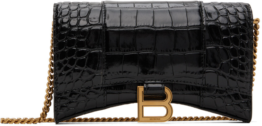 

Черная сумка для песочных часов под крокодила Balenciaga, цвет Black