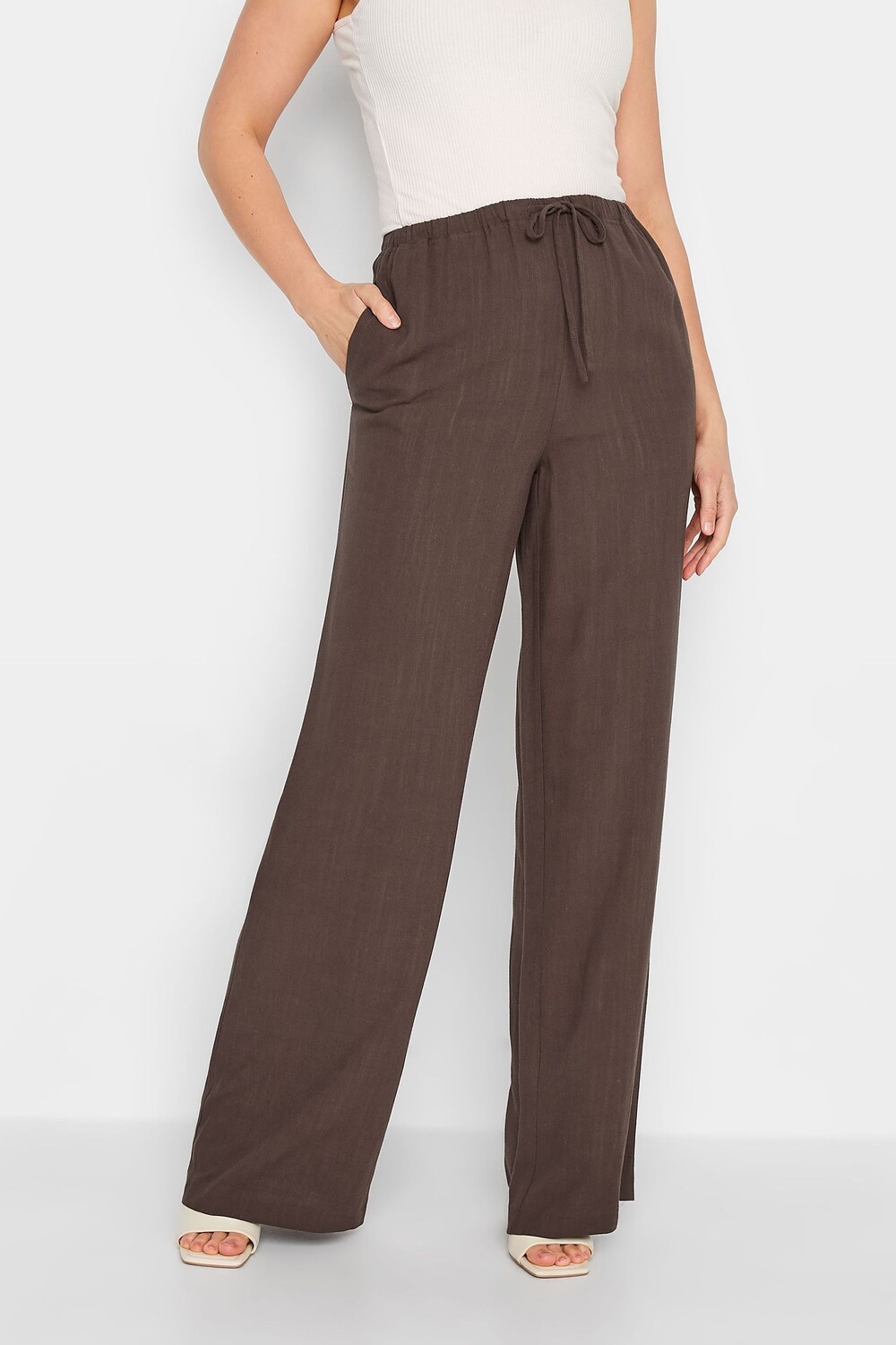 

Широкие брюки из смесового льна Long Tall Sally, коричневый