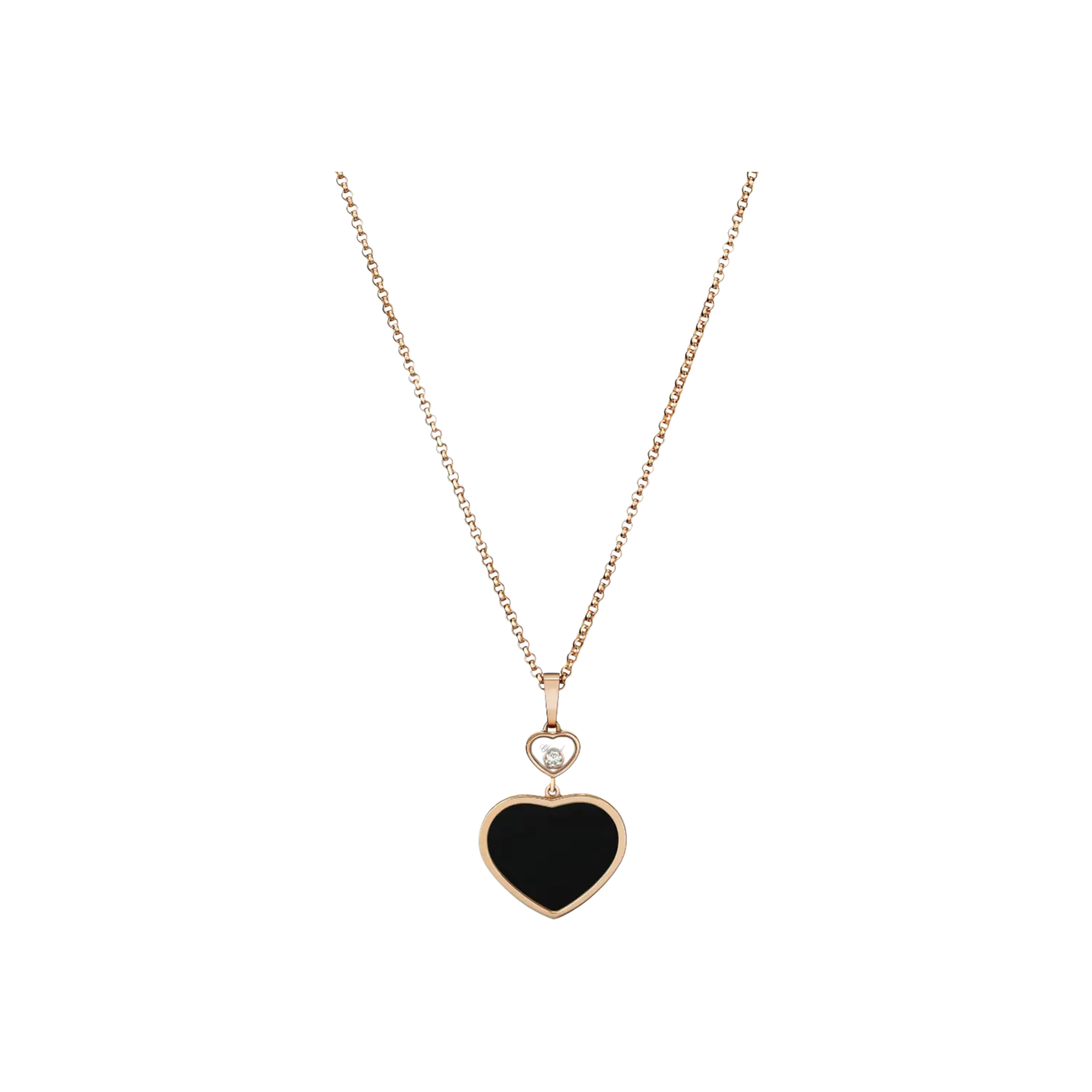 

Колье Chopard Happy hearts из розового золота с бриллиантами и ониксом