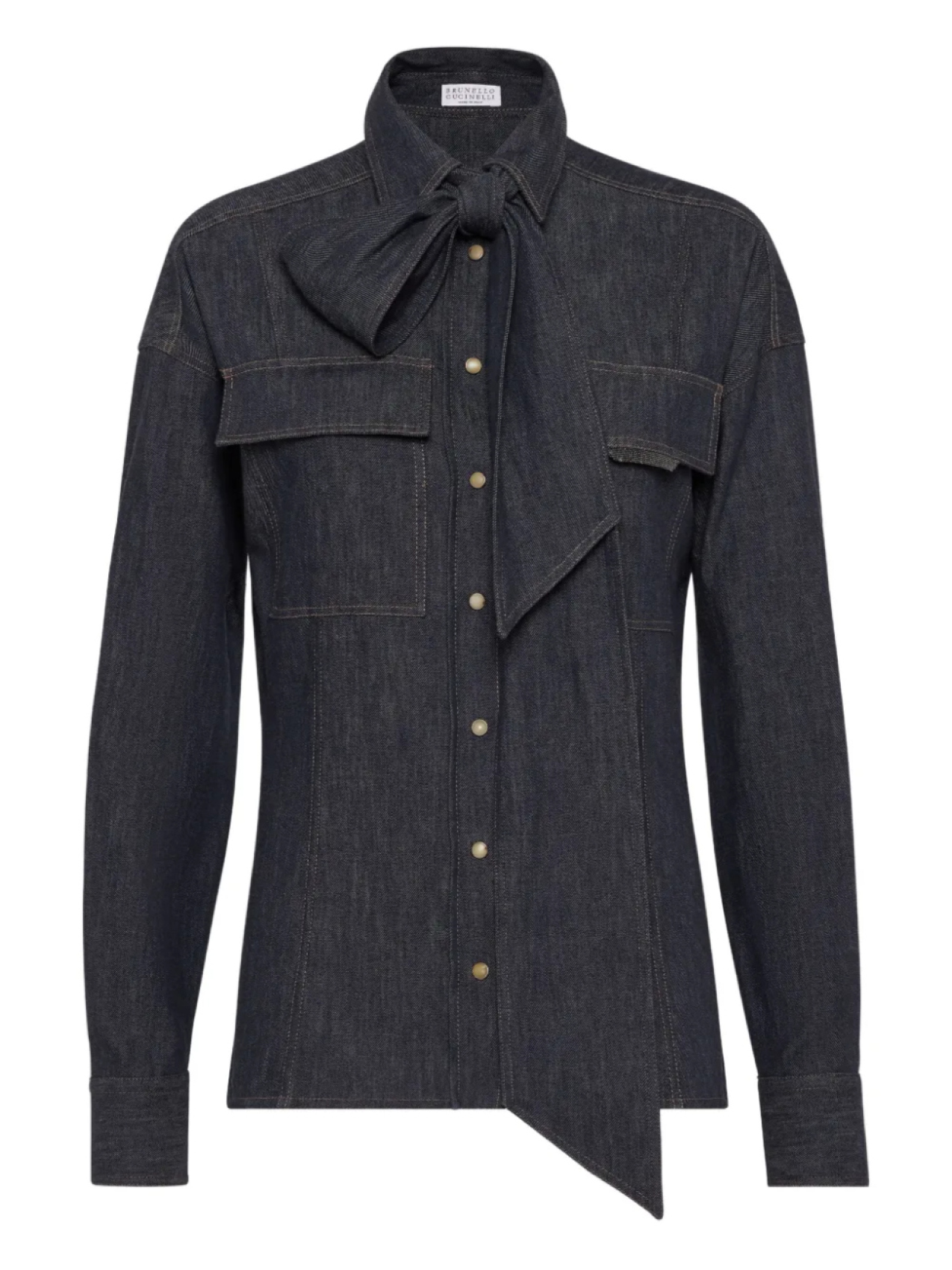 

Brunello Cucinelli рубашка с бантом, синий