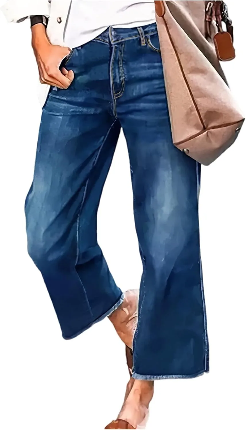 

Джинсовые укороченные брюки для женщин Baggy Wide Leg Plus Size с карманами