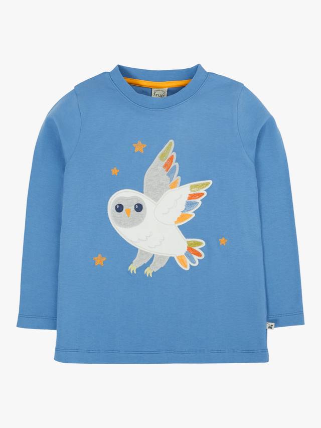 

Детская хлопковая футболка с аппликацией Adventure и длинными рукавами Frugi, Dusk/Owl