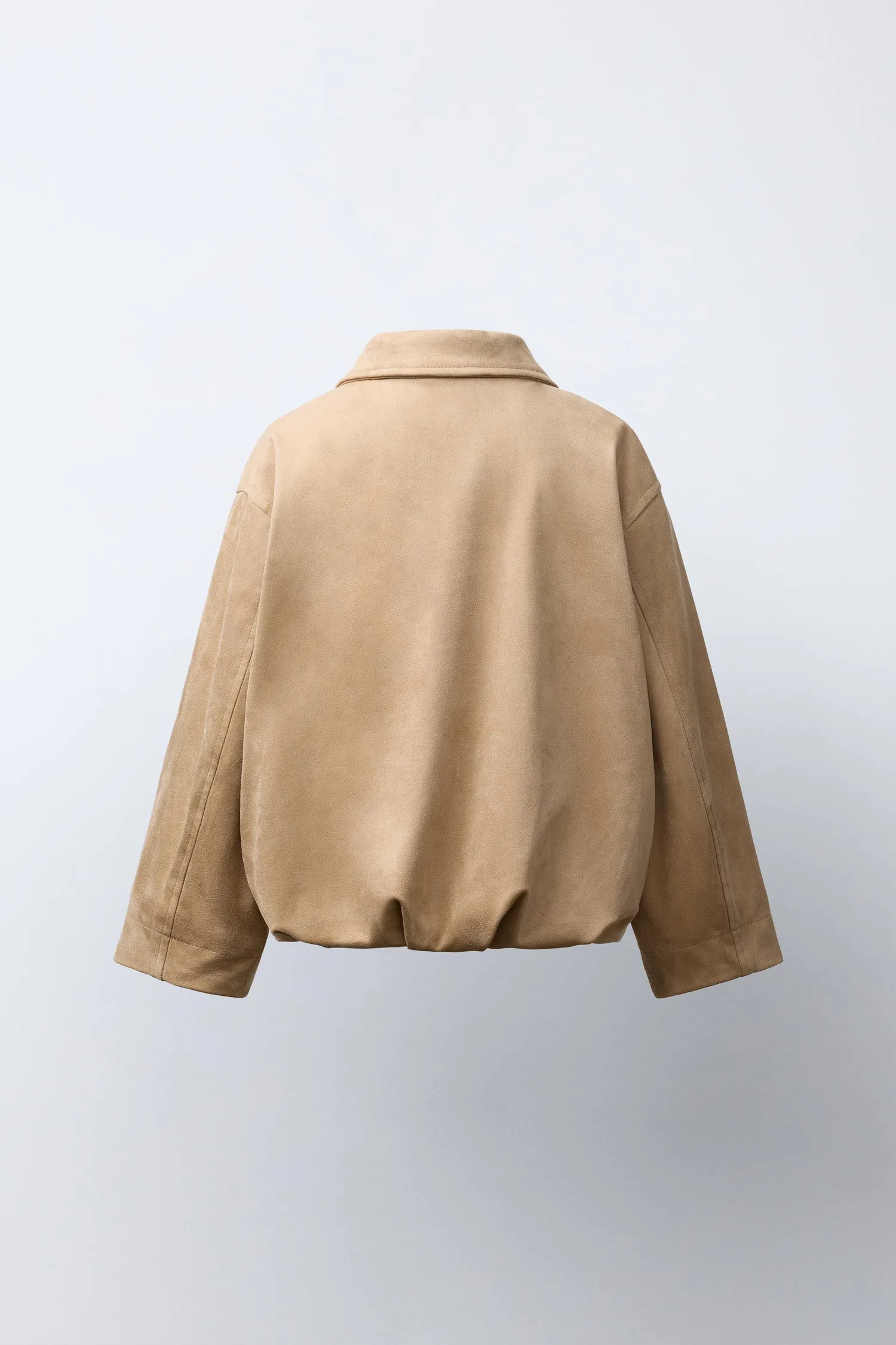 Куртка-бомбер из искусственной замши Zara, бежевый — фото 4