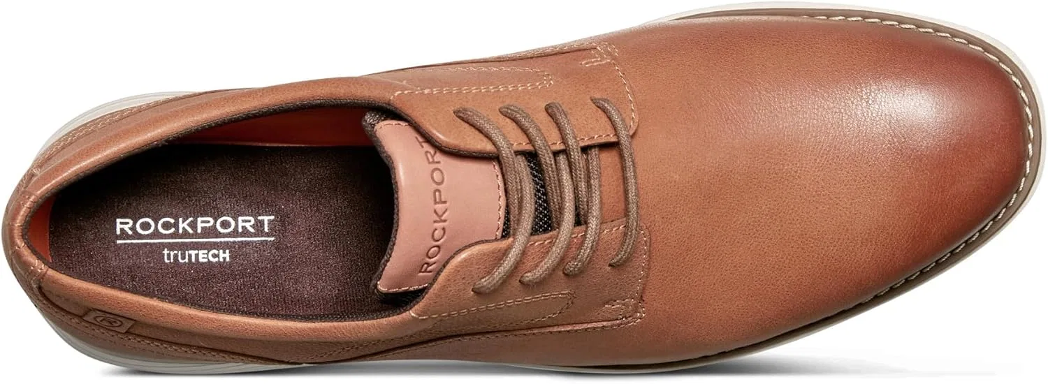 Мужские оксфорды Rockport Garrett с гладким носком, Caramel Leather — фото 4