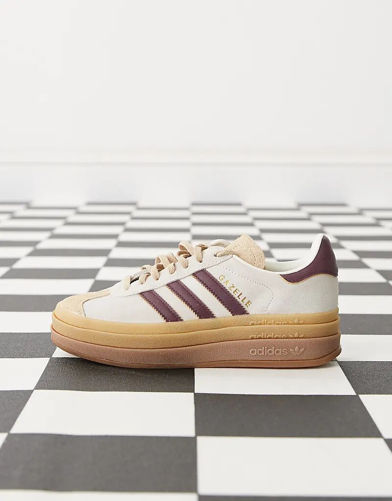Кроссовки Gazelle Bold кремового и бордового цвета adidas Originals — фото 2