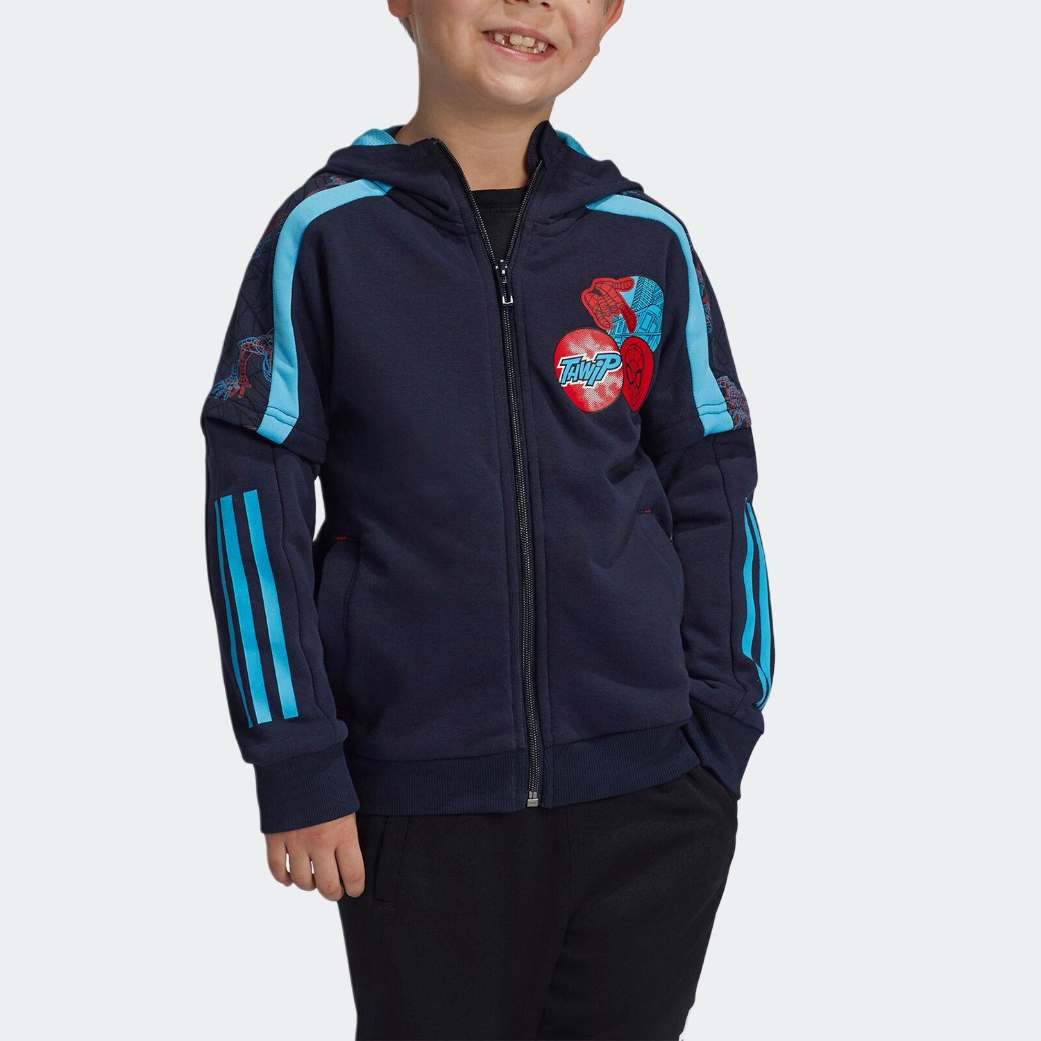 Adidas Куртка Marvel Legend Ink/Light Aqua Blue/Xikou Reservoir Red Kids — фото 4