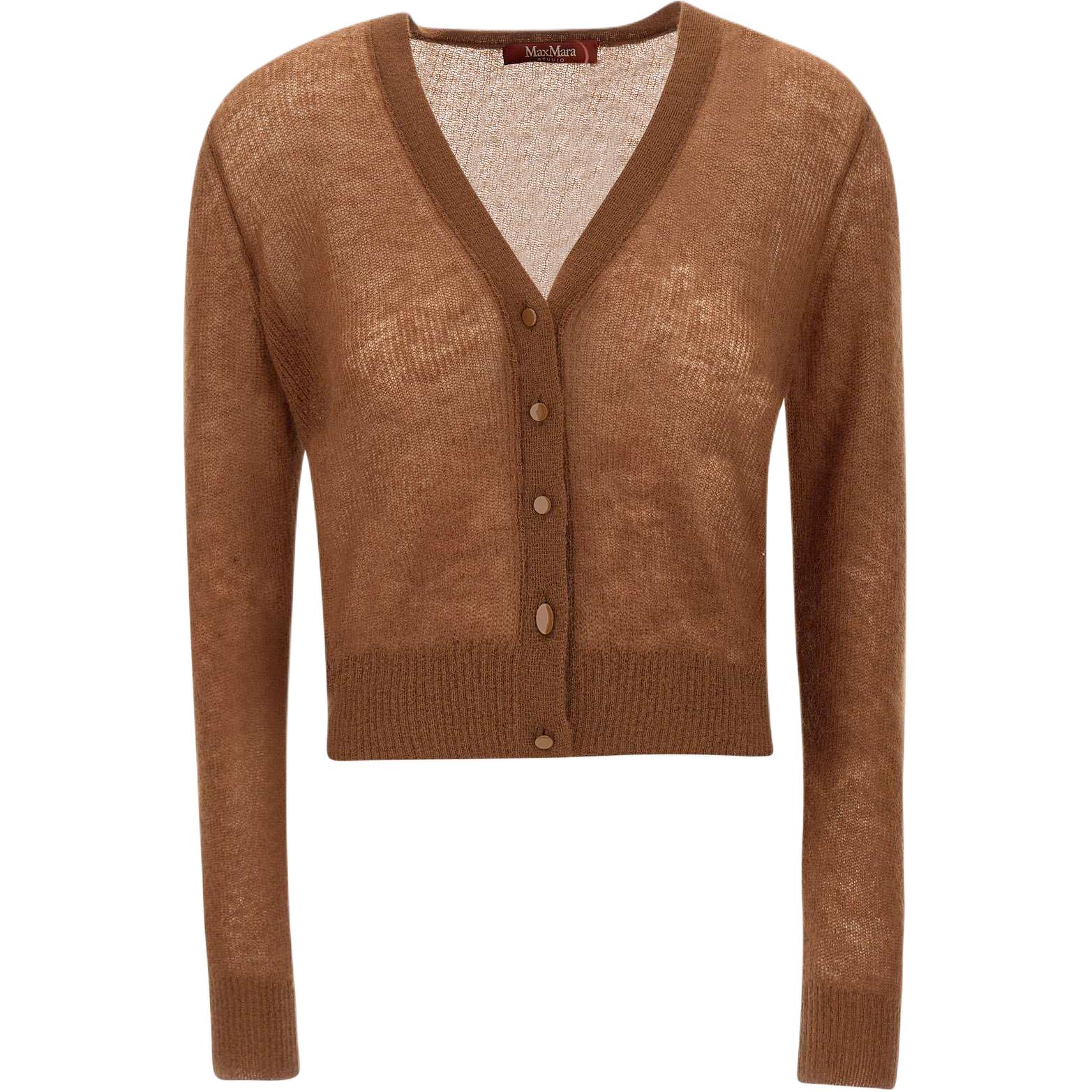 

Кардиган с пуговицами и V-образным вырезом MaxMara Studio, Tobacco