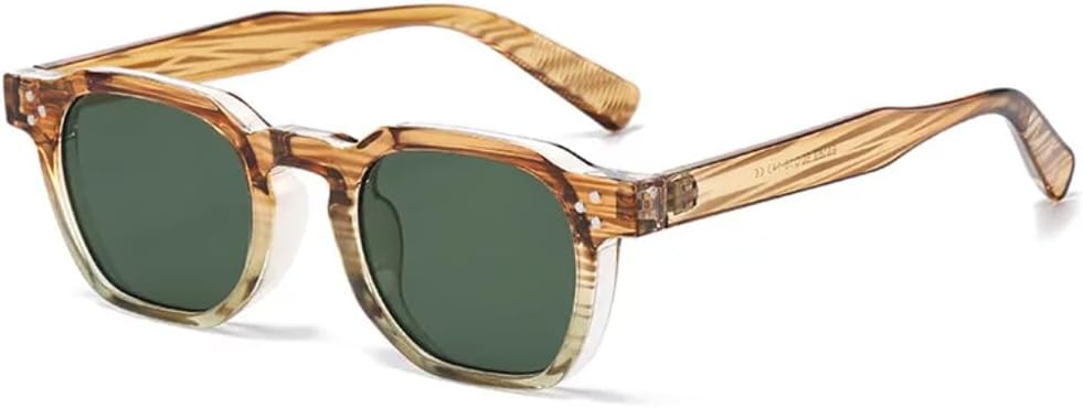 

Солнцезащитные очки для мужчин и женщин - защита UV400 - заклепки, маленькая оправа, градиентные линзы, для занятий спортом на открытом воздухе и вождения DSVIGF, Stripe Dark Green