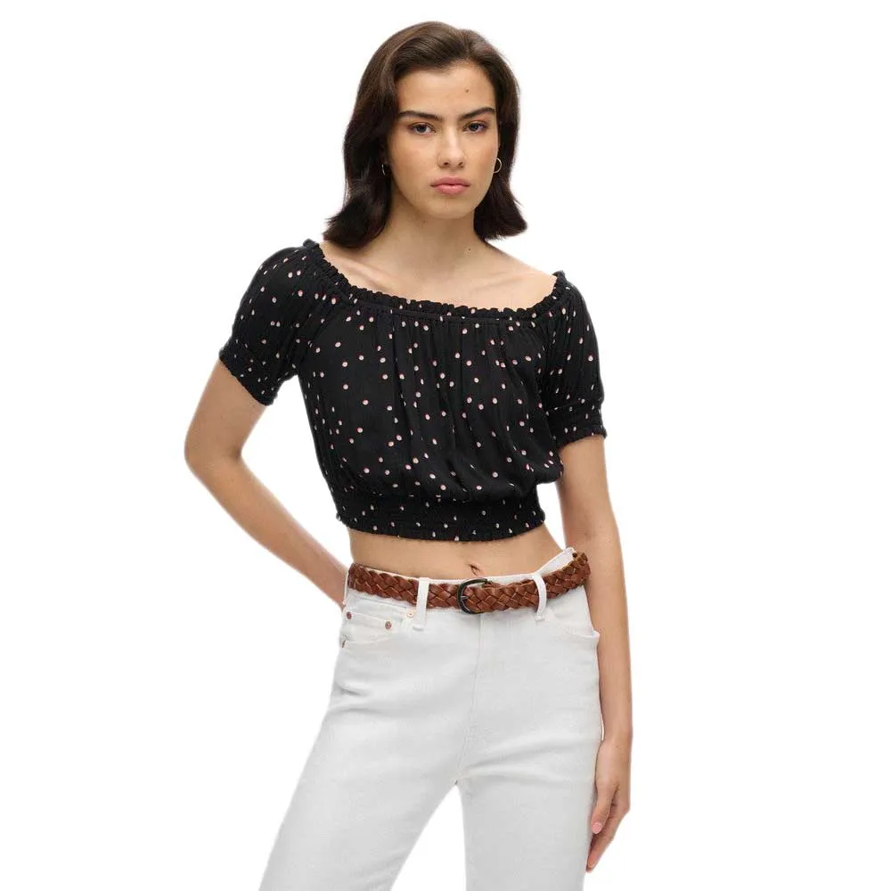 

Блуза Superdry Smocked Crop, черный