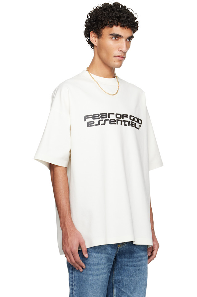 Fear Of God Essentials Праздничная футболка Off-White из ткани понте в стиле 90-х — фото 2