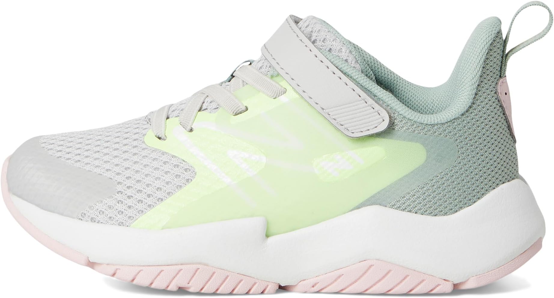 Кроссовки New Balance Kids  Rave Run v2 Bungee Lace with Top Strap, Grey Matter/Mint Flash/Mosaic Green — фото 4