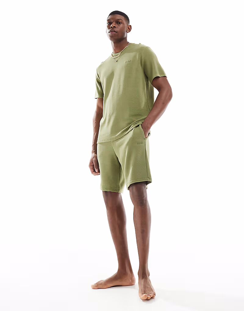 

Футболка Boss Bodywear в рубчик зеленого цвета Boss Orange, Зеленый, Футболка Boss Bodywear в рубчик зеленого цвета Boss Orange