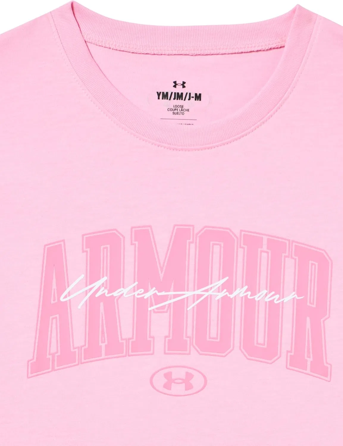 Футболка с коротким рукавом Under Armour Girls' Rival Oversized, Pink/White/Sunset Pink — фото 2