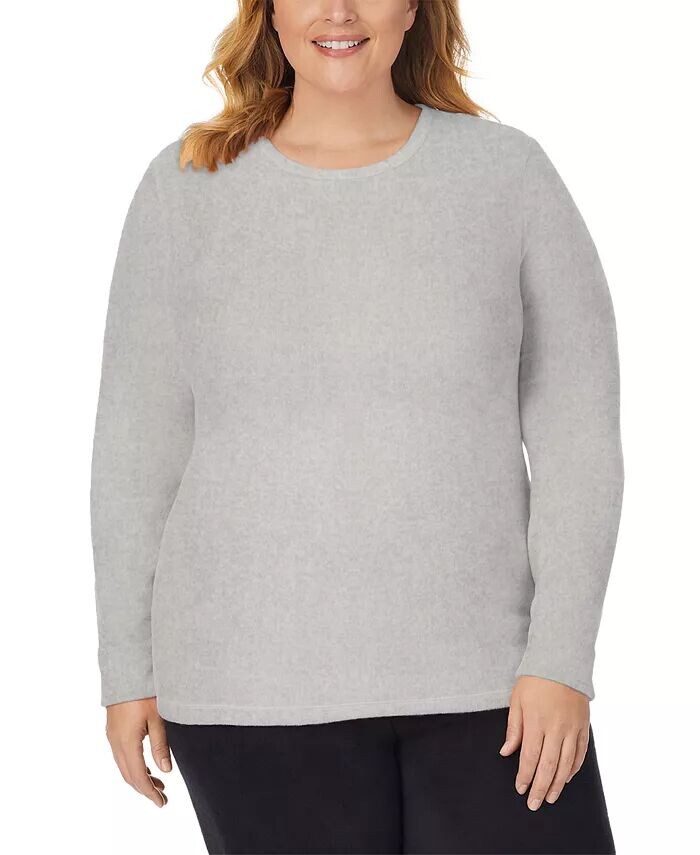 

Флисовая одежда больших размеров, топ с круглым вырезом и длинными рукавами Cuddl Duds, серый