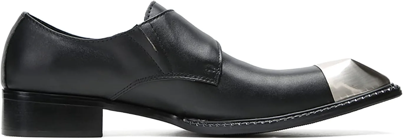 

Мужские лоферы Santimon, вечернее платье, повседневная обувь из натуральной кожи с пряжкой, металлический квадратный носок, модные мокасины, туфли для выпускного, свадьбы, смокинга, вестерн, бальные и диско туфли для мужчин, черный