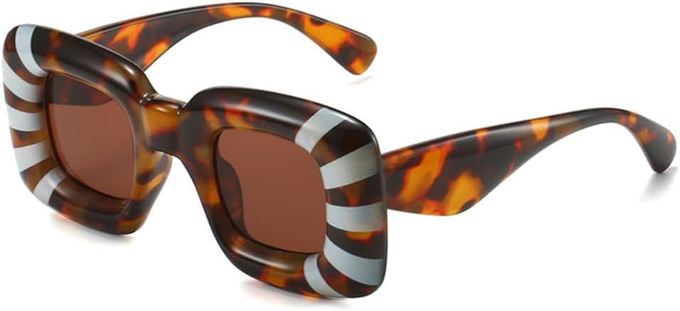 

Солнцезащитные очки MUTYNE с металлическими шарнирами, в ретро-стиле, конфетных цветов, толстые квадратные, модные для женщин и мужчин, с защитой от УФ-излучения UV400, Leopard White Tea