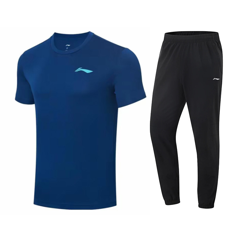 

Li-Ning Casual Sportswear Men's, set (navy short-sleeved shirt+черный pants)