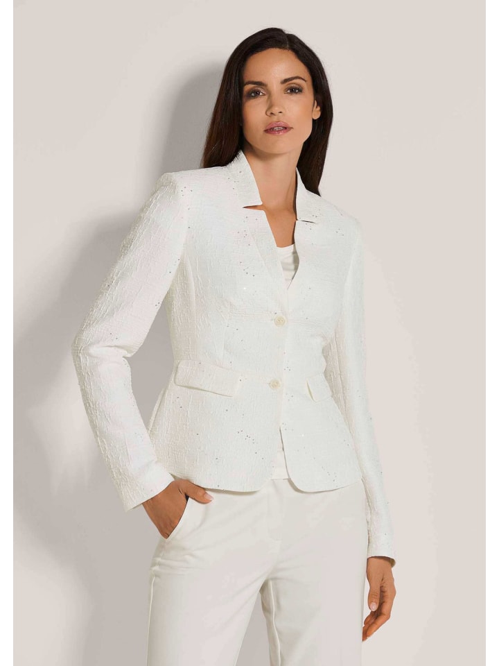

MADELEINE Текстурированный короткий блейзер с пайетками белого цвета