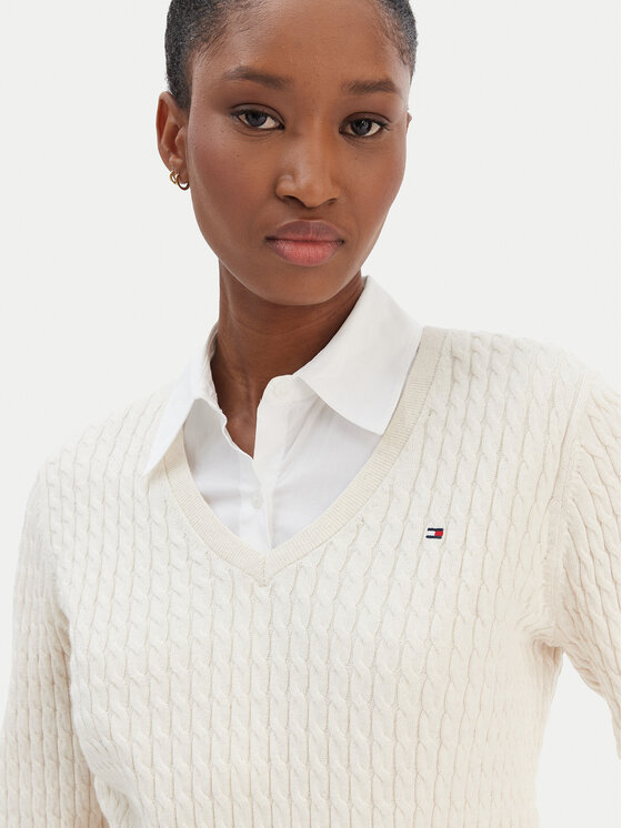 Свитер regular fit WW0WW44987 Tommy Hilfiger, бежевый — фото 4
