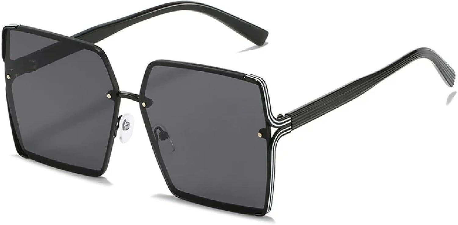 

Роскошные солнцезащитные очки для женщин и мужчин, модные ретро-очки в крупной оправе, очки для уличной фотографии, солнцезащитные очки с защитой от УФ-излучения UV400 TKKTLLT, Black Gray