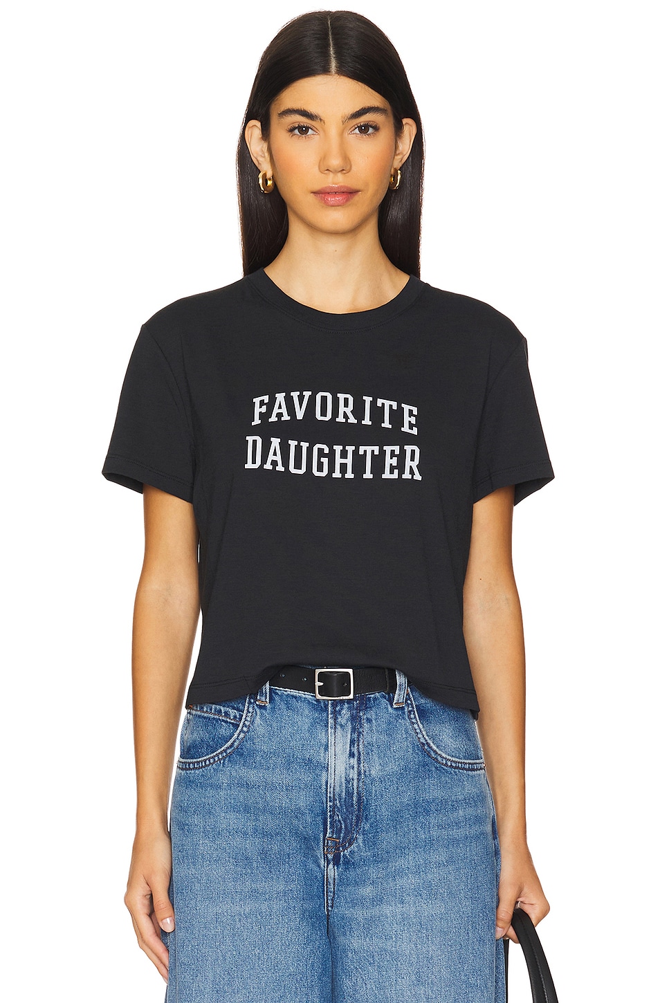 

Укороченная студенческая футболка Favorite Daughter, черный