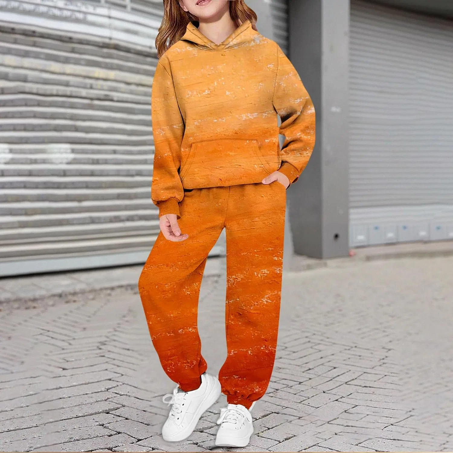 Детский спортивный костюм из 2 предметов с капюшоном, Orange — фото 2
